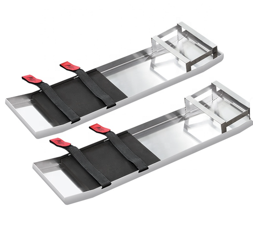 [#9066R] Stainless Steel Bent - Board Knee Slider With Pad